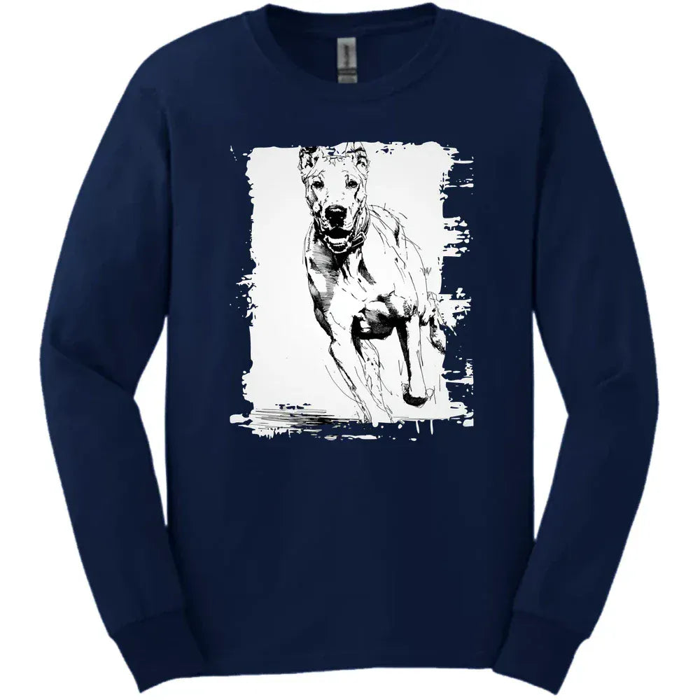 Great Dane - Running Dog Long Sleeve Tee - Navy