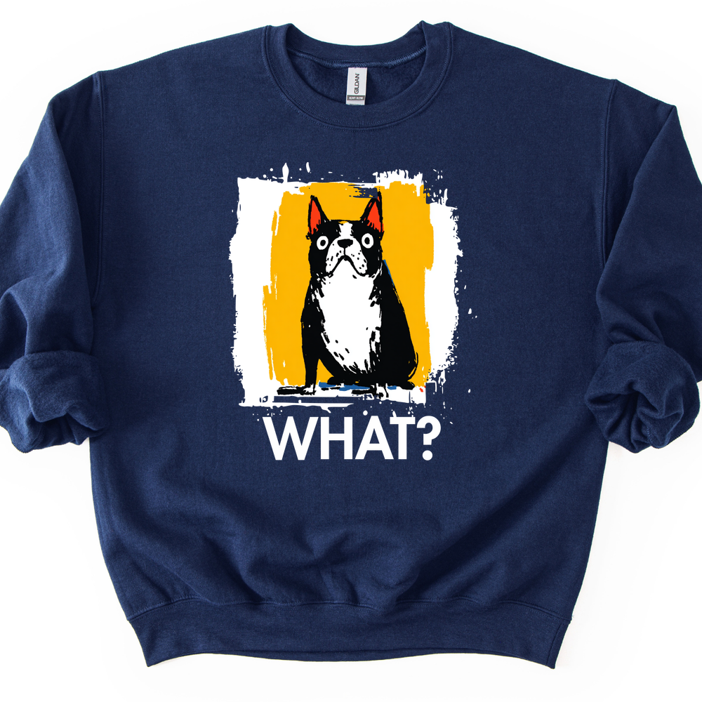 Boston Terrier - What Dog Sweater - Navy
