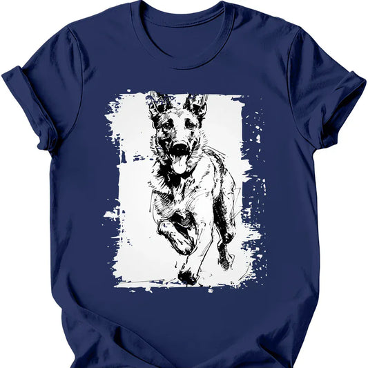 Dutch Shepherd - Running Dog T-Shirt - Navy