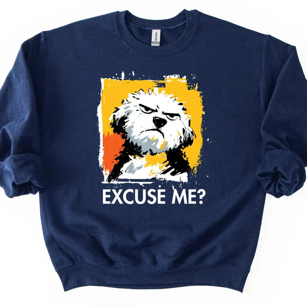 Bichon Frise - Excuse Me Dog Sweater - Navy