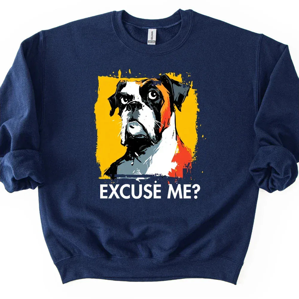 Boxer - Excuse Me Dog Sweater - Navy