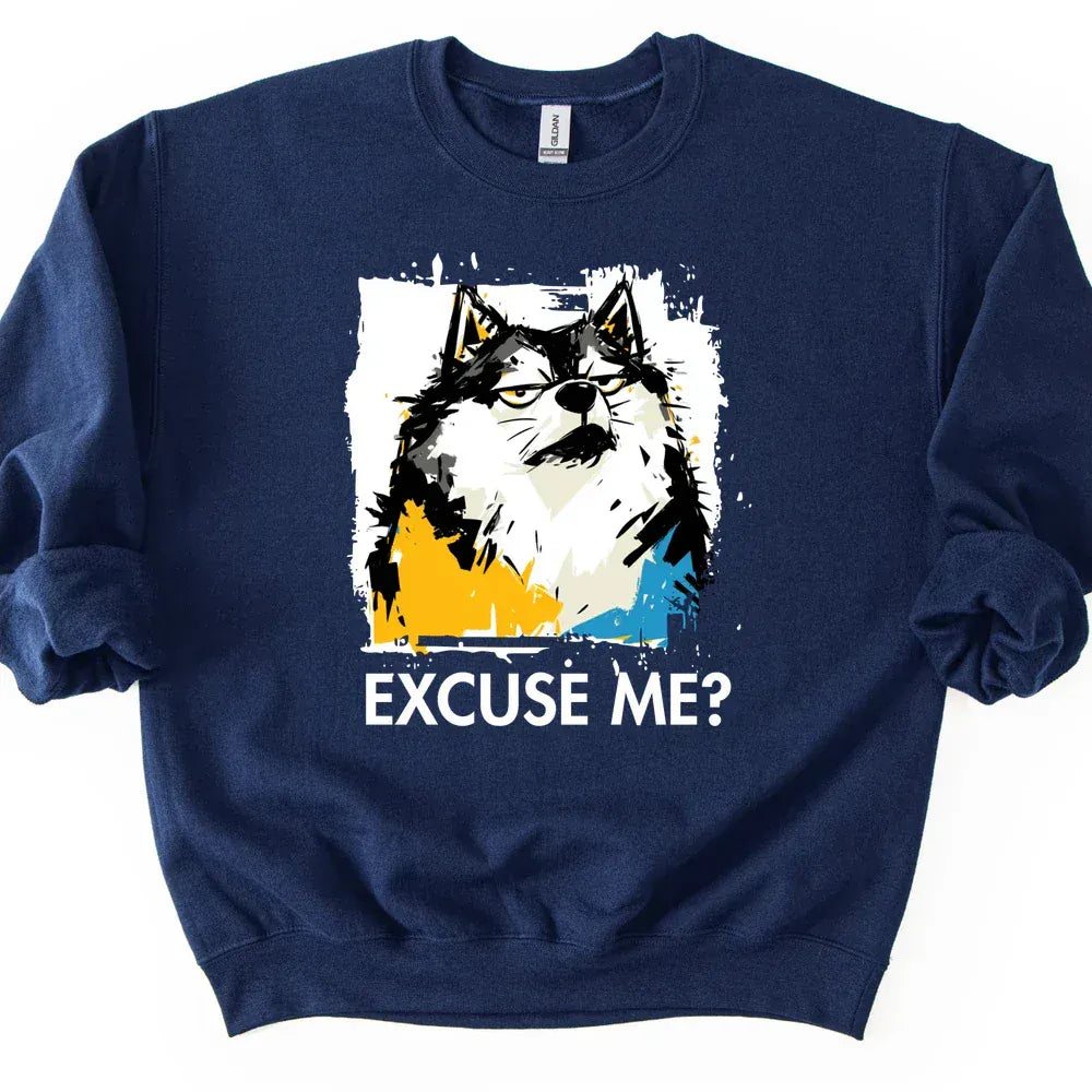 Keeshond - Excuse Me Dog Sweater - Navy
