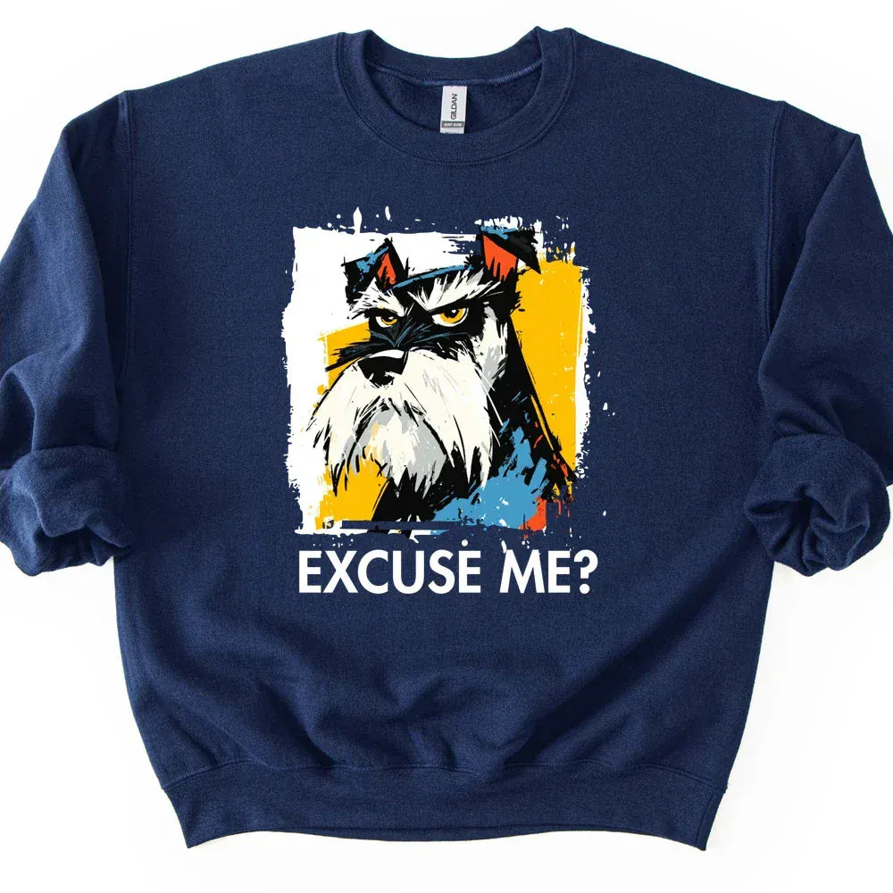 Miniature Schnauzer - Excuse Me Dog Sweater - Navy