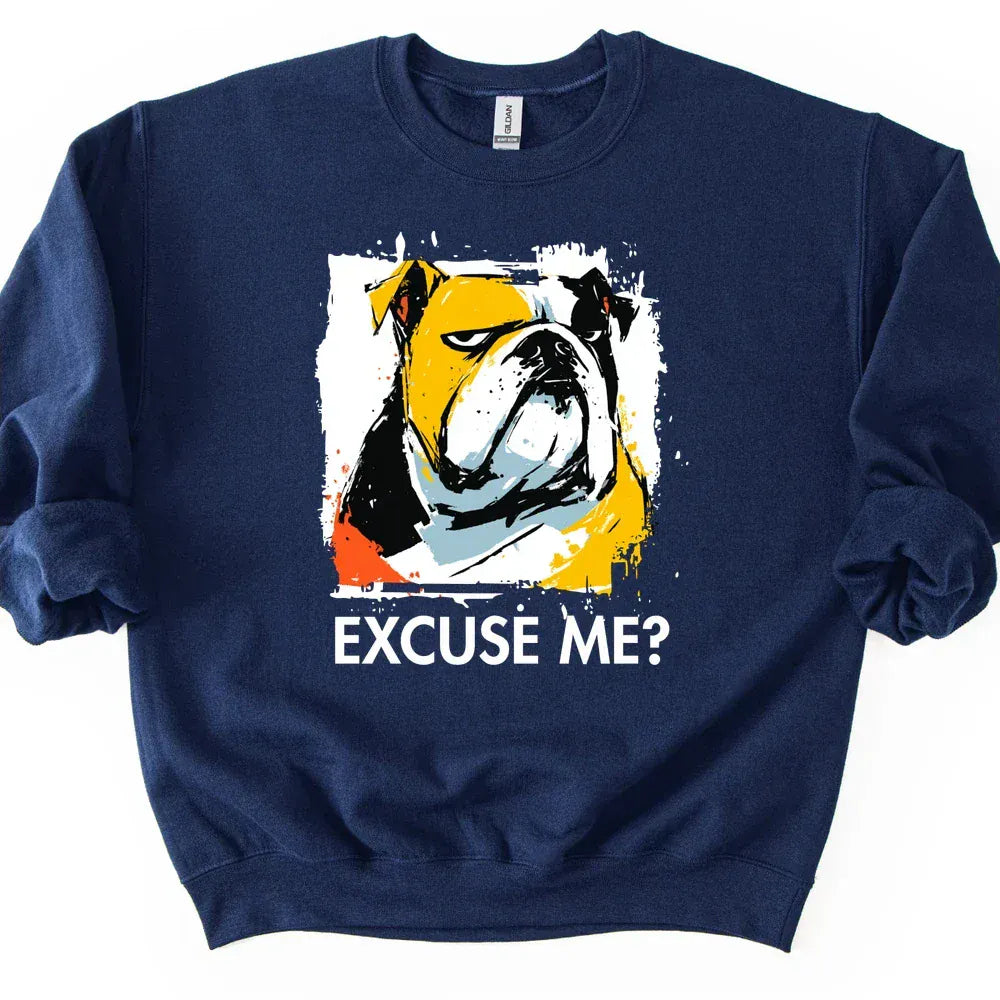 Bulldog - Excuse Me Dog Sweater - Navy