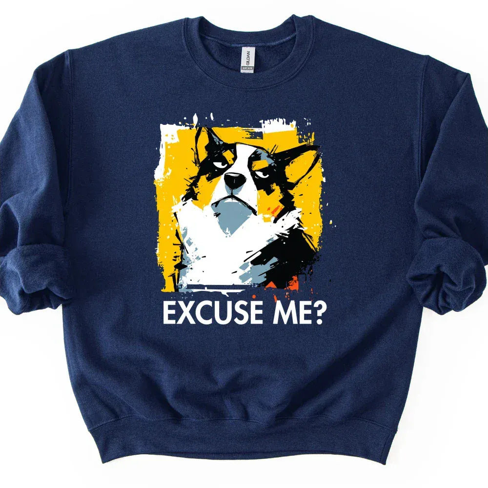 Corgi - Excuse Me Dog Sweater - Navy