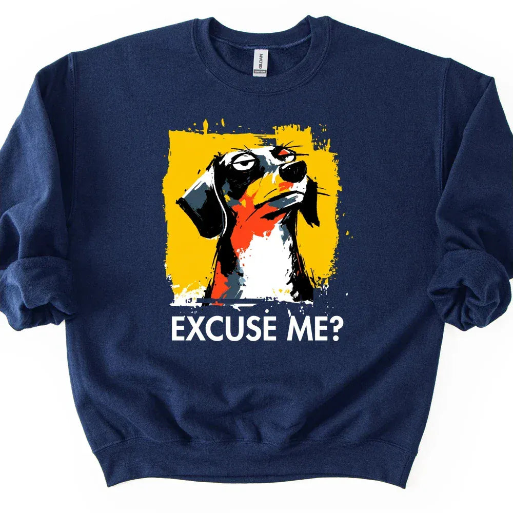 Dachshund - Excuse Me Dog Sweater - Navy