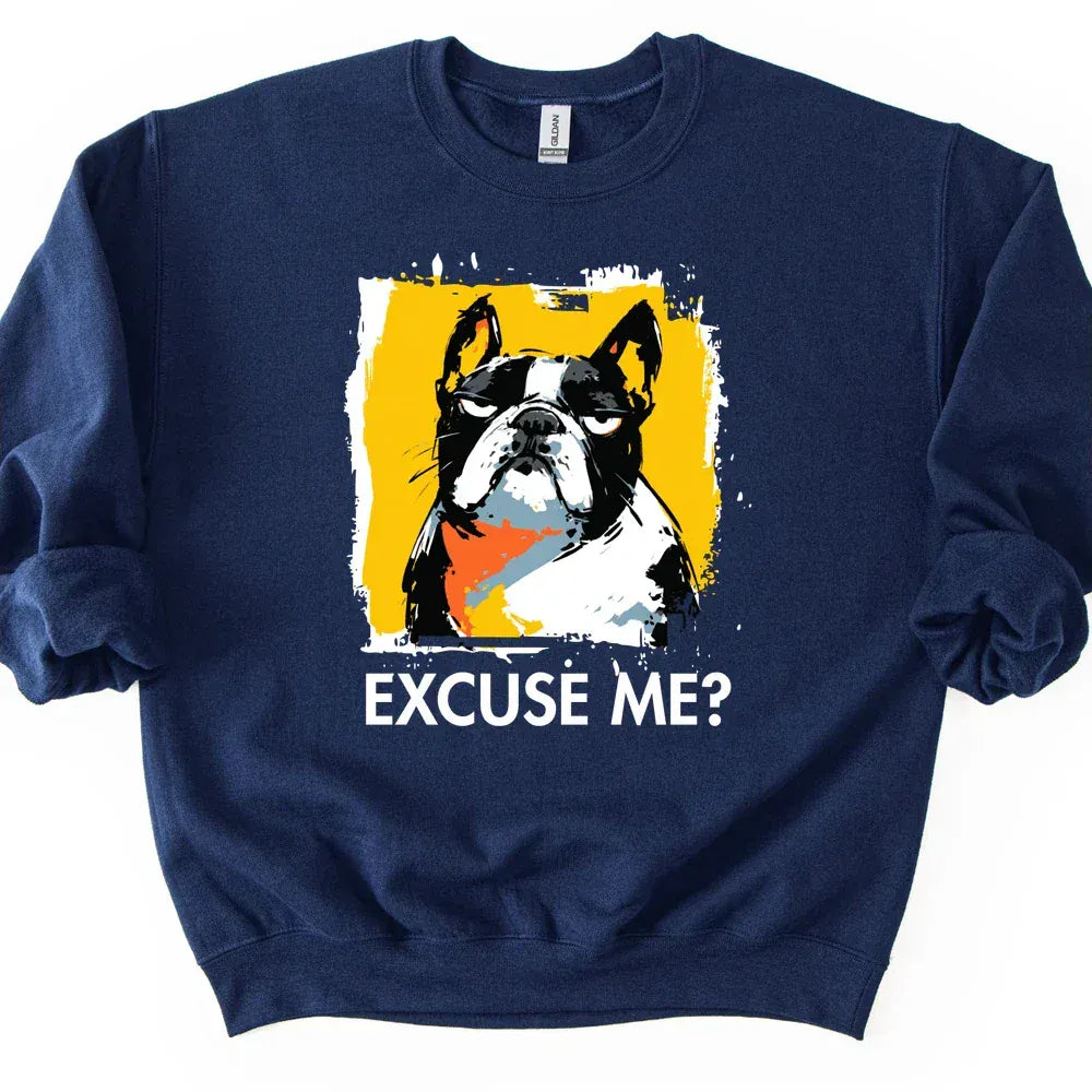 French Bulldog - Excuse Me Dog Sweater - Navy