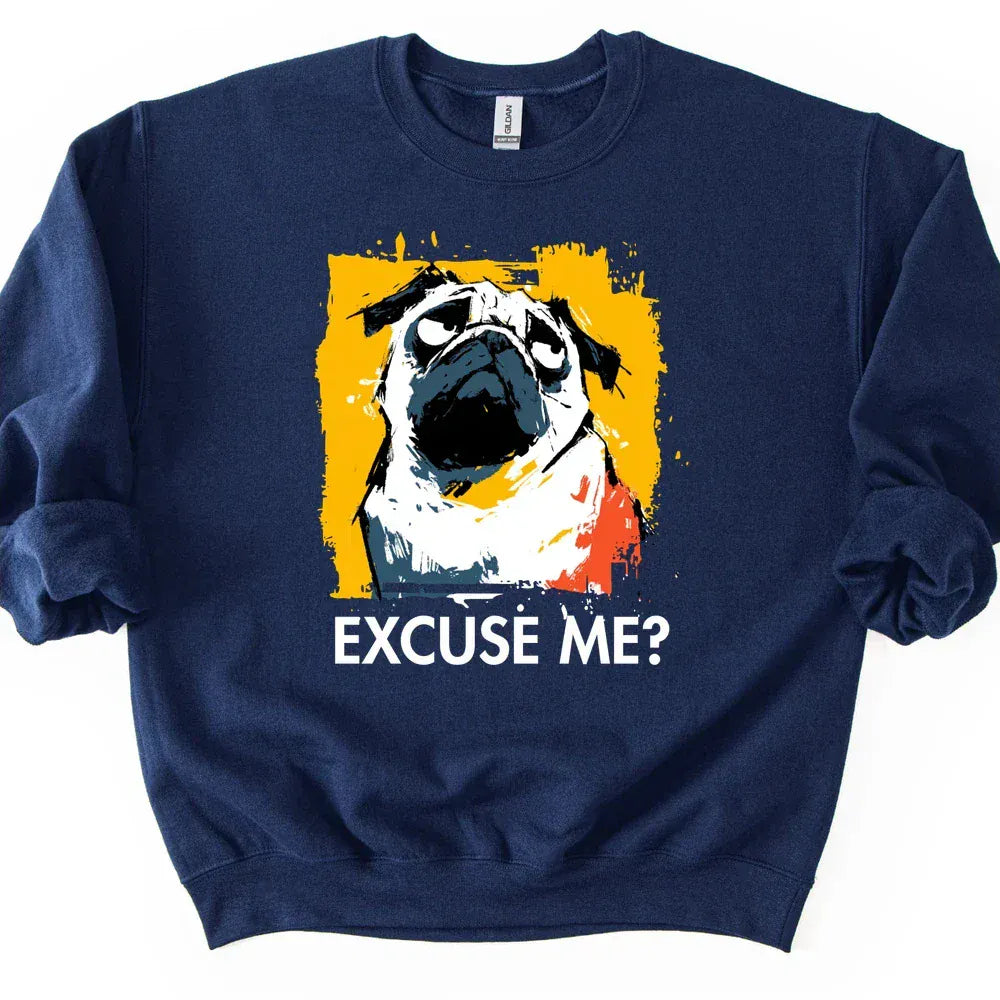 Pug - Excuse Me Dog Sweater - Navy