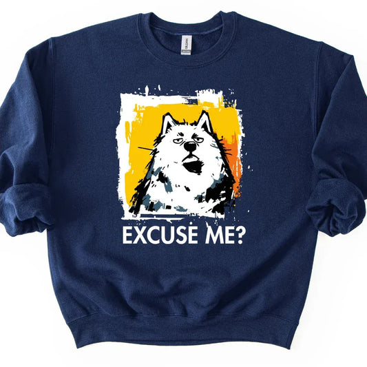 Samoyed - Excuse Me Dog Sweater - Navy