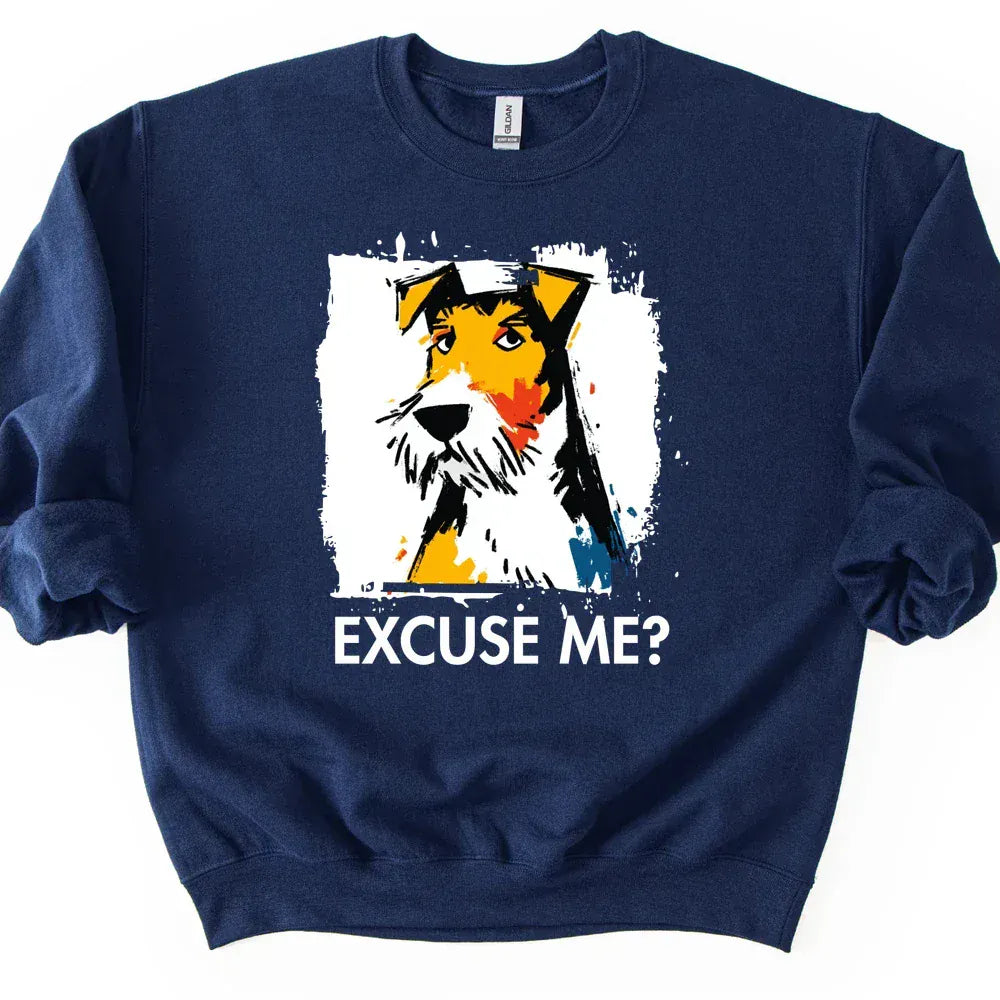 Wire Haired Fox Terrier - Excuse Me Dog Sweater - Navy