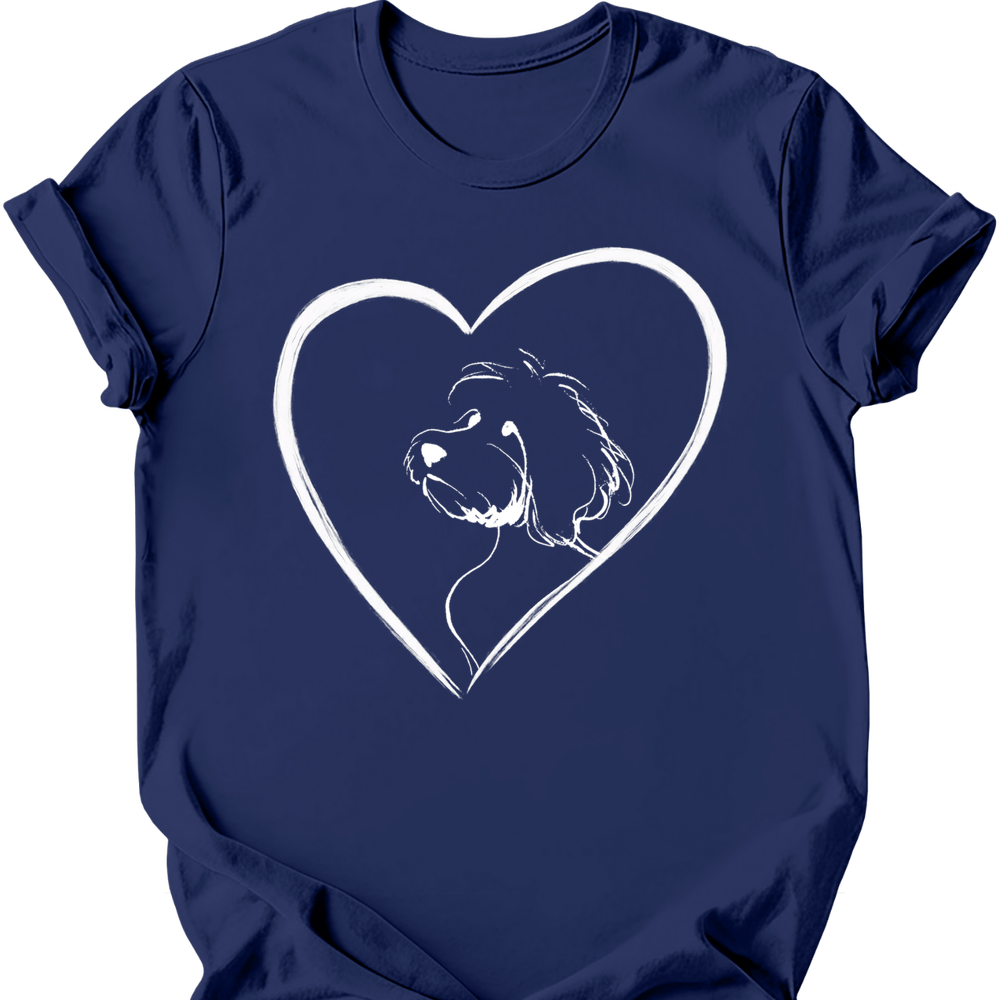 Cavapoo - Heart Dog T-Shirt - Navy
