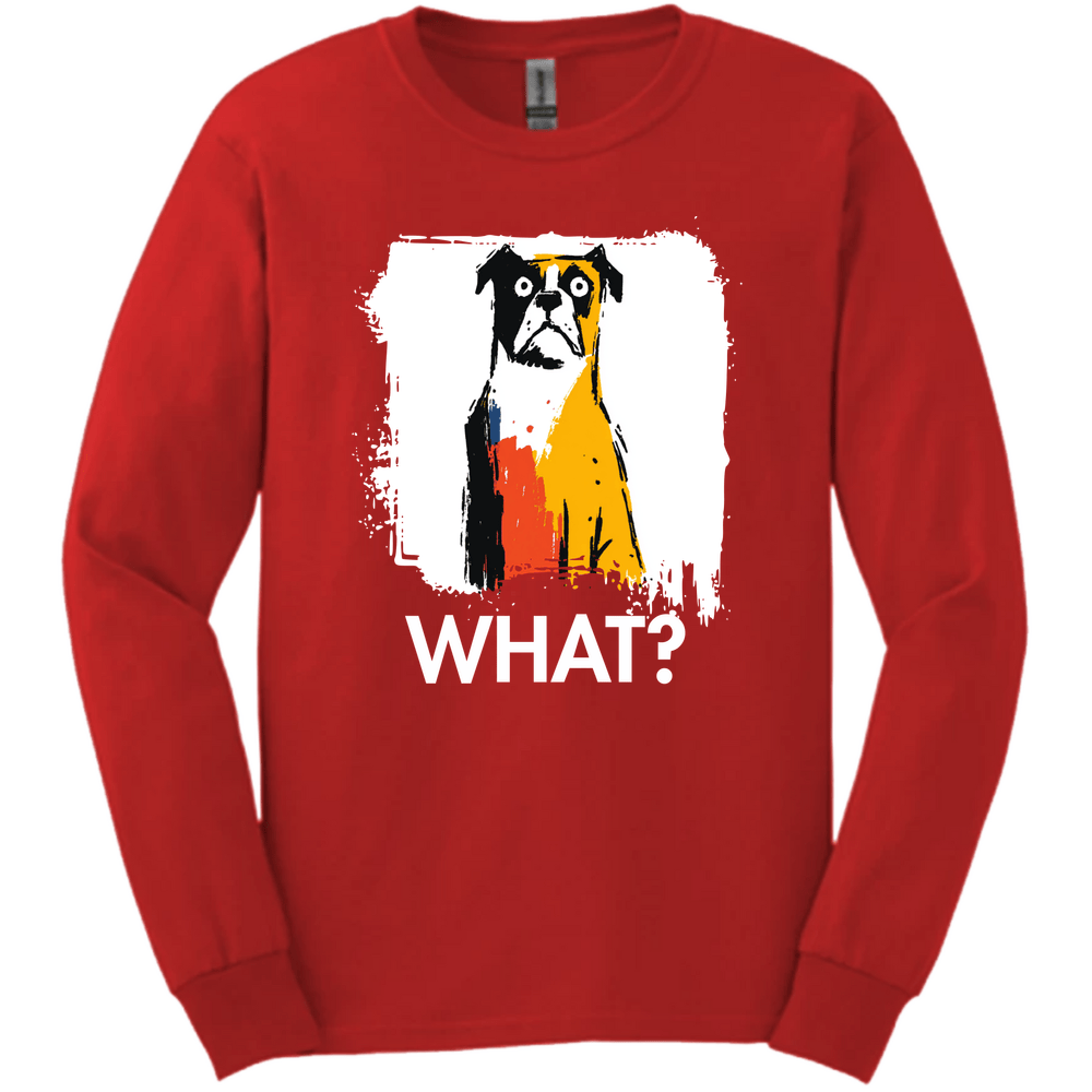 Boxer - What Dog Long Sleeve Tee - Red