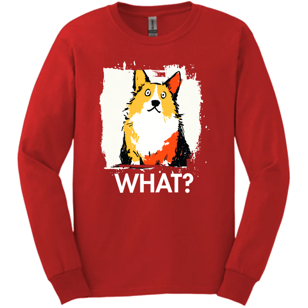 Corgi - What Dog Long Sleeve Tee - Red
