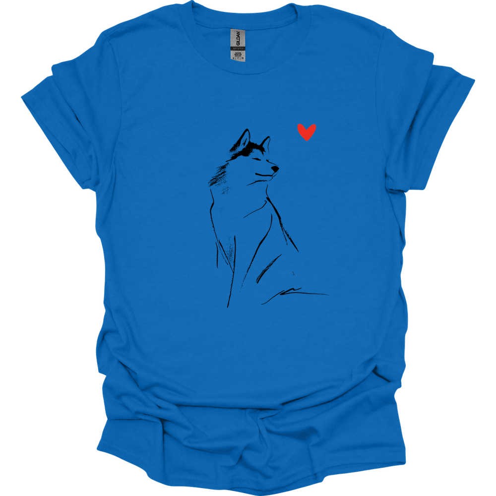 Siberian Husky - Sketch Dog T-Shirt - Royal