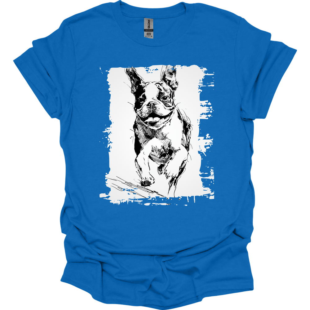 Boston Terrier - Running Dog T-Shirt - Royal