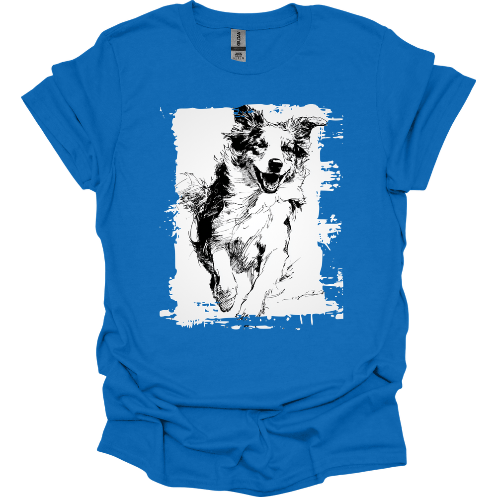Australian Shepherd - Running Dog T-Shirt - Royal