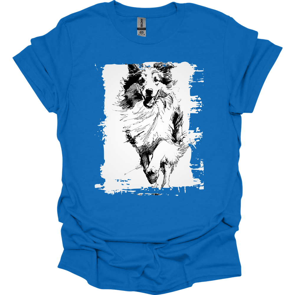 Shetland Sheepdog - Running Dog T-Shirt - Royal