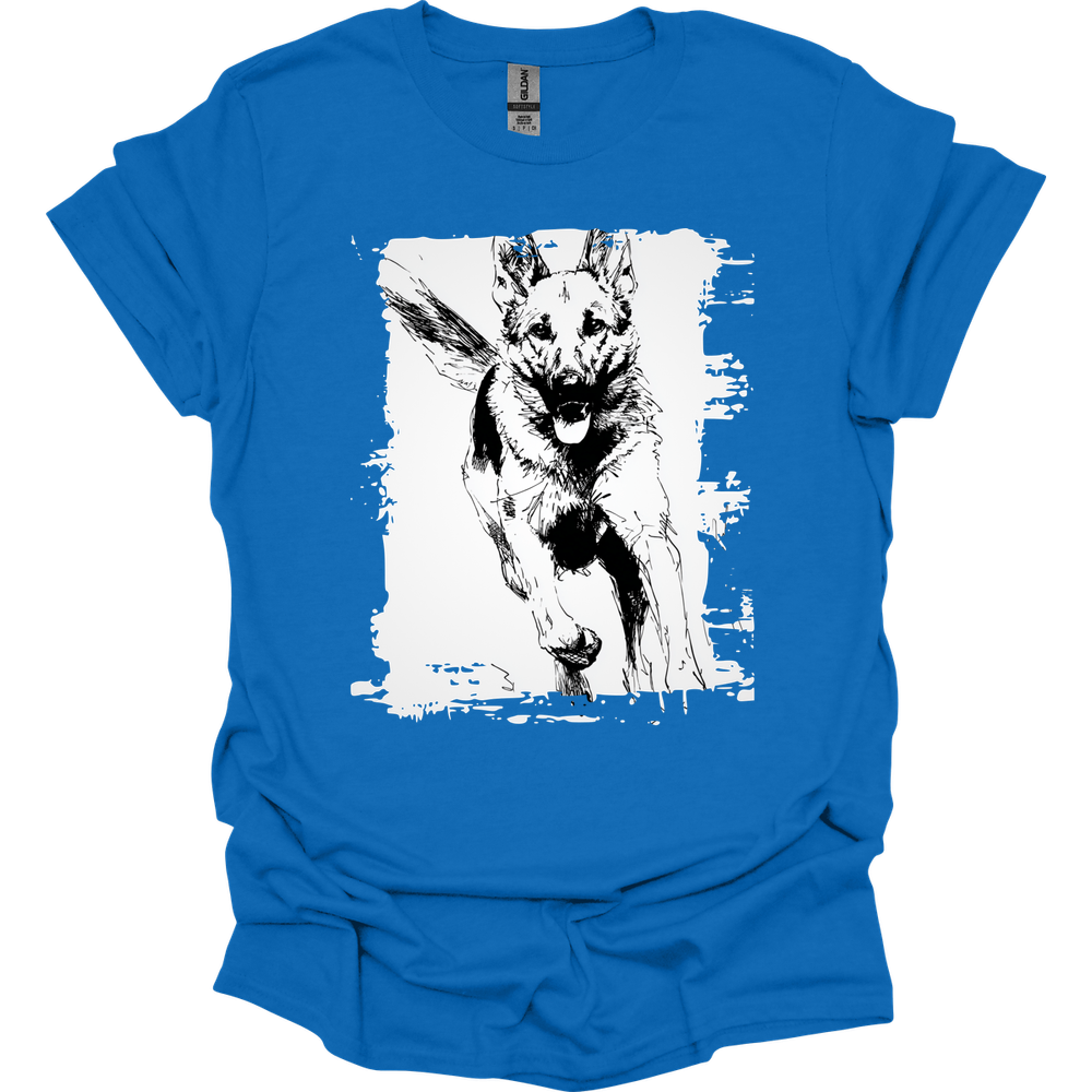 German Shepherd - Running Dog T-Shirt - Royal