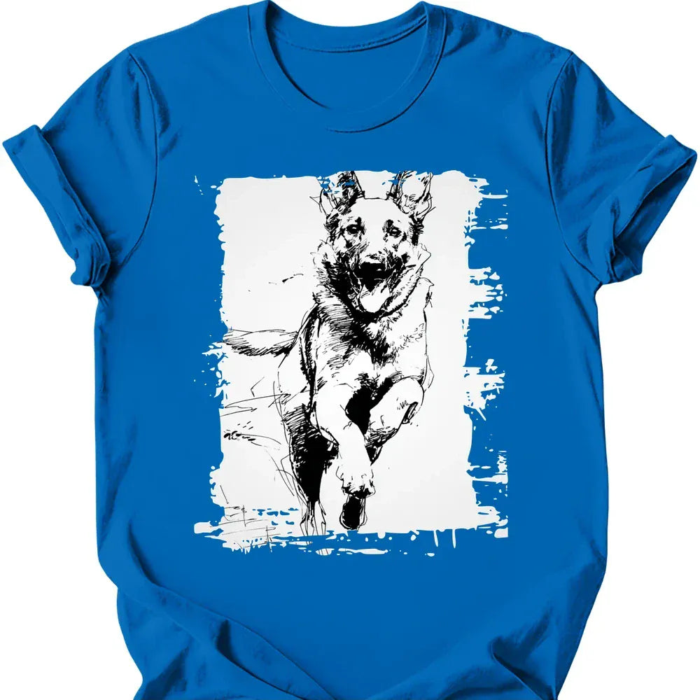 Belgian Malinois - Running Dog T-Shirt - Royal