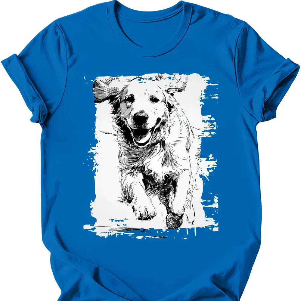 Golden Retriever - Running Dog T-Shirt - Royal