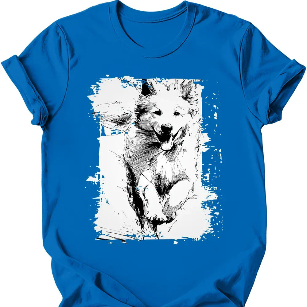Samoyed - Running Dog T-Shirt - Royal