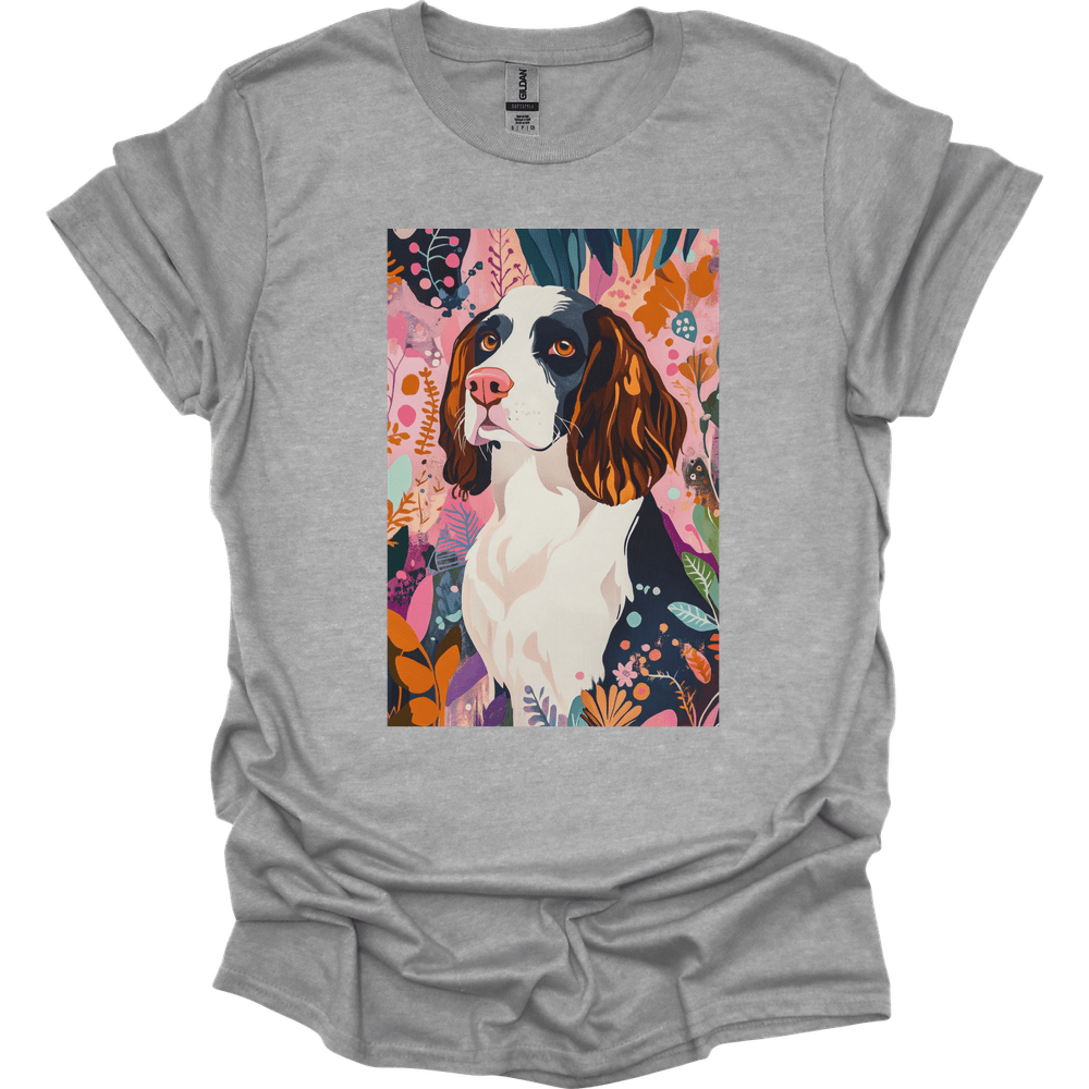 English Springer Spaniel - Boho Dog T-Shirt - Sport Grey