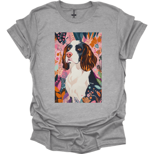English Springer Spaniel - Boho Dog T-Shirt - Sport Grey
