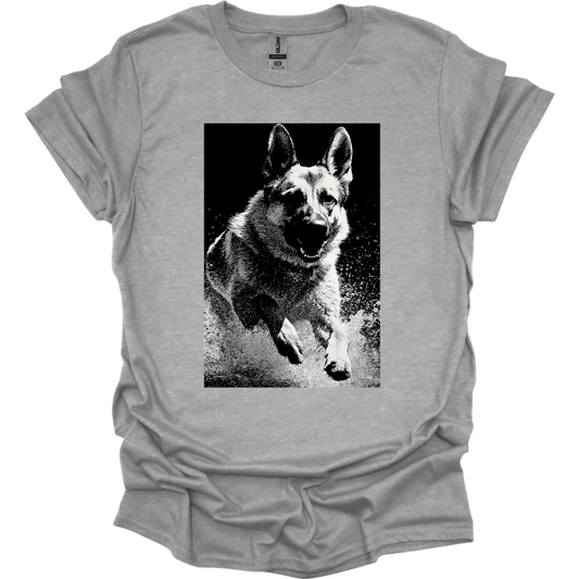 German Shepherd - Puddle Dog T-Shirt - Sport Grey