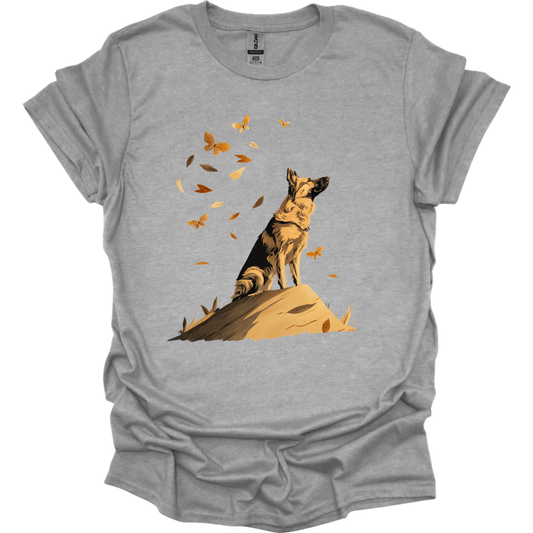 German Shepherd - Fall Dog T-Shirt - Sport Grey