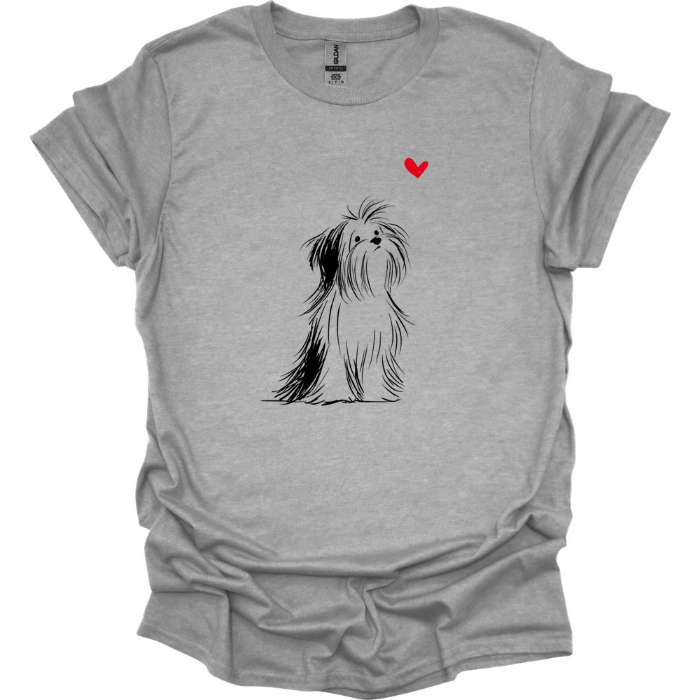 Shih Tzu - Sketch Dog T-Shirt - Sport Grey
