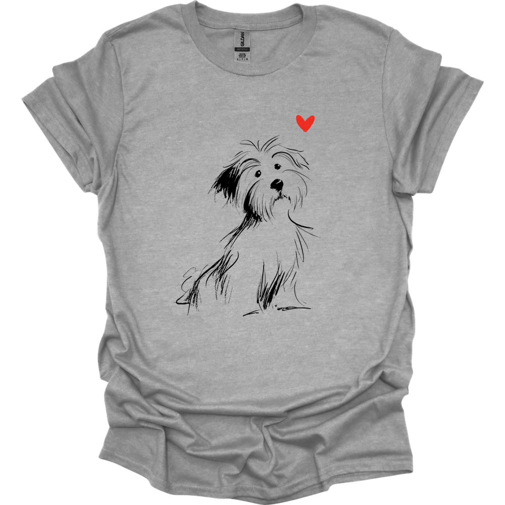 Havanese - Sketch Dog T-Shirt - Sport Grey