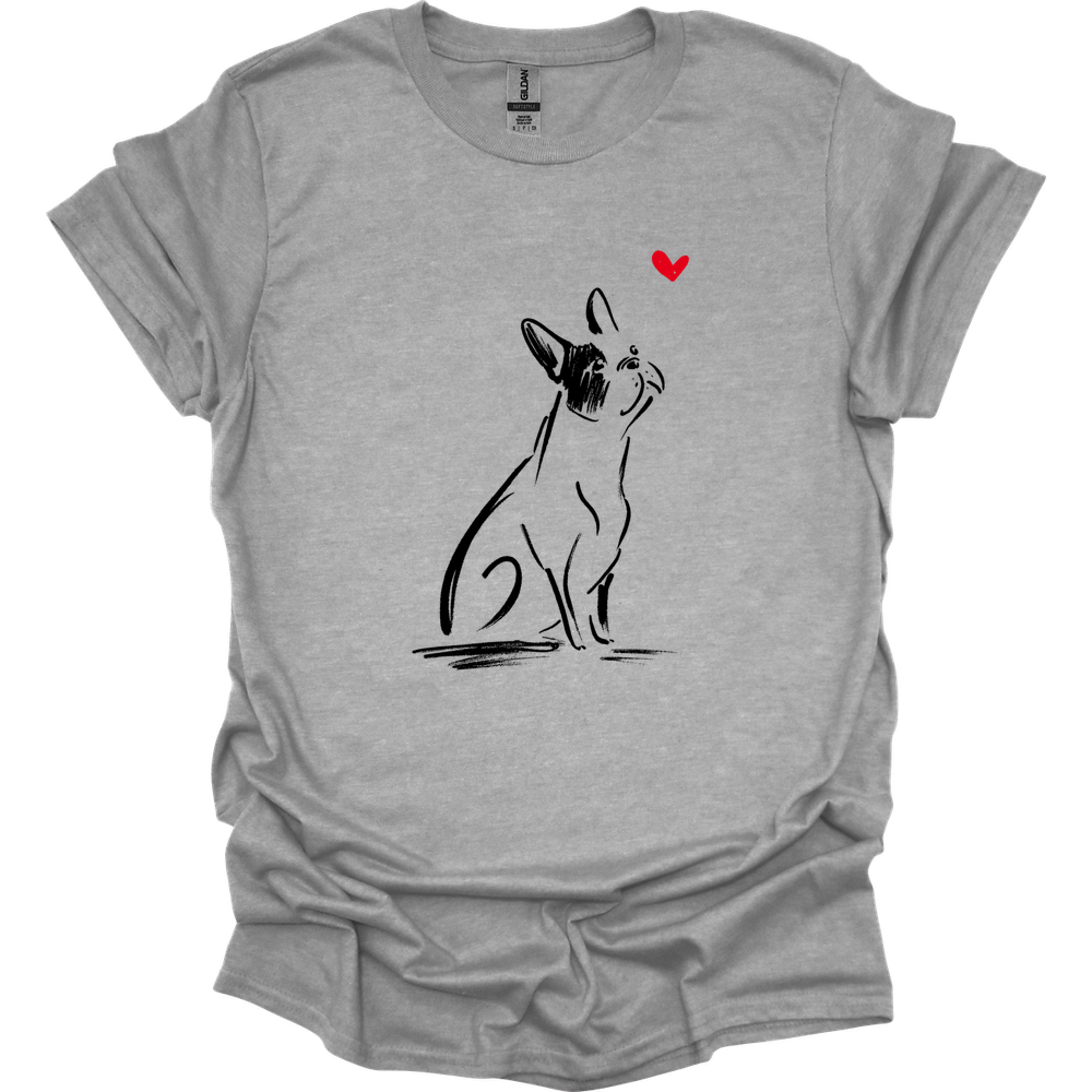 Boston Terrier - Sketch Dog T-Shirt - Sport Grey