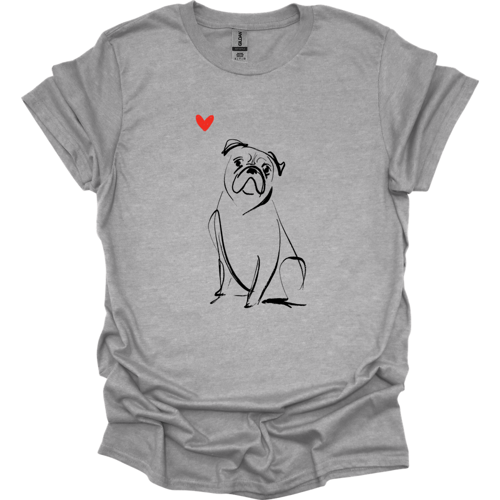Boxer - Sketch Dog T-Shirt - Sport Grey