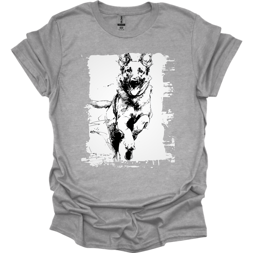 Belgian Malinois - Running Dog T-Shirt - Sport Grey