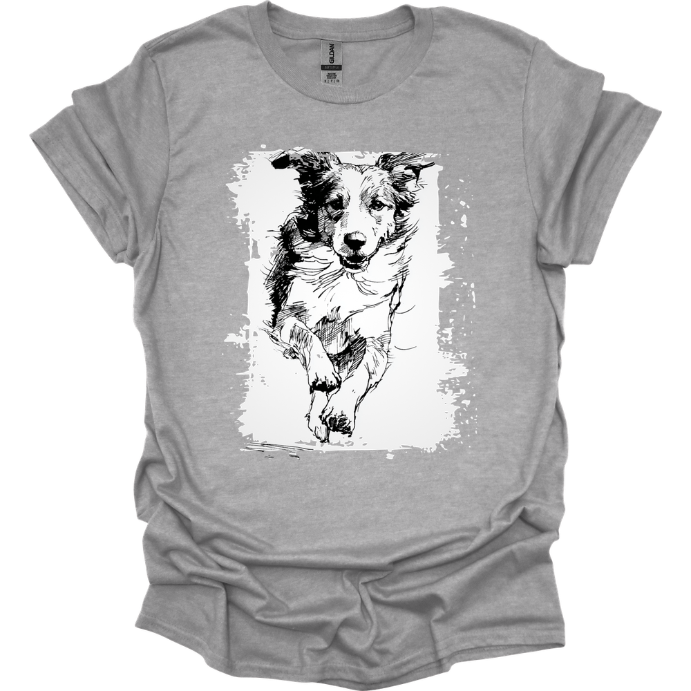 Brittany - Running Dog T-Shirt - Sport Grey