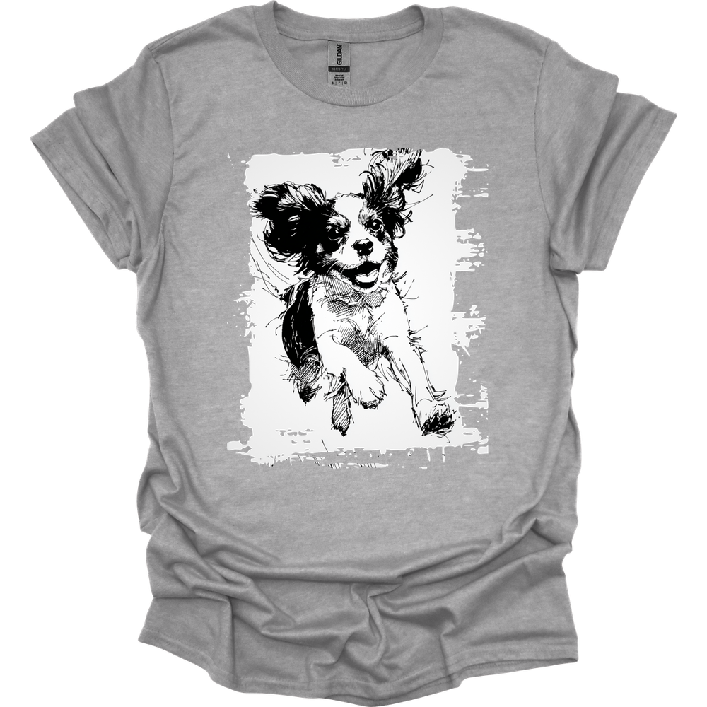 Cavalier King Charles Spaniel - Running Dog T-Shirt - Sport Grey