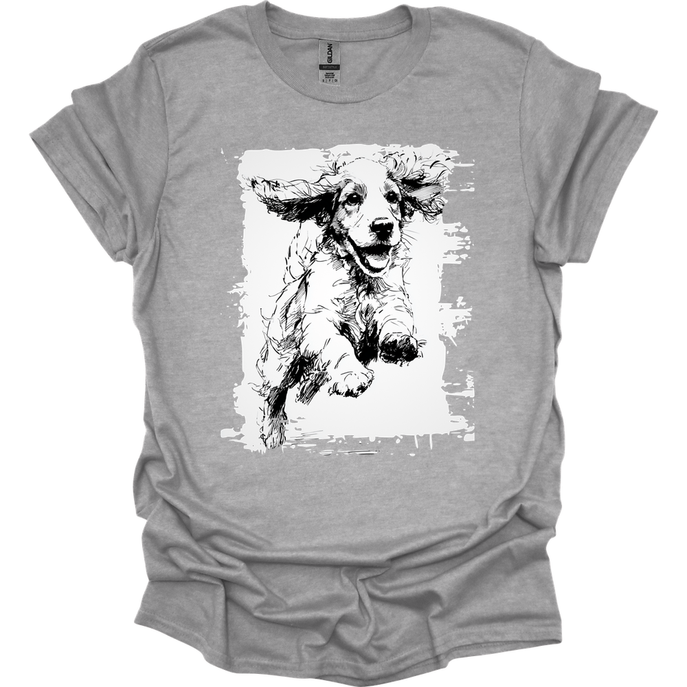 Cocker Spaniel - Running Dog T-Shirt - Sport Grey