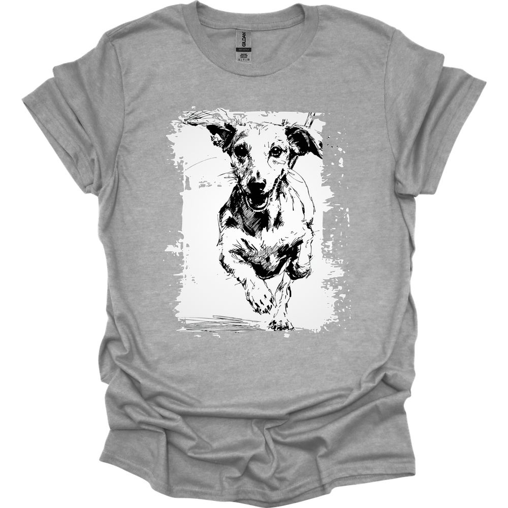 Dachshund - Running Dog T-Shirt - Sport Grey
