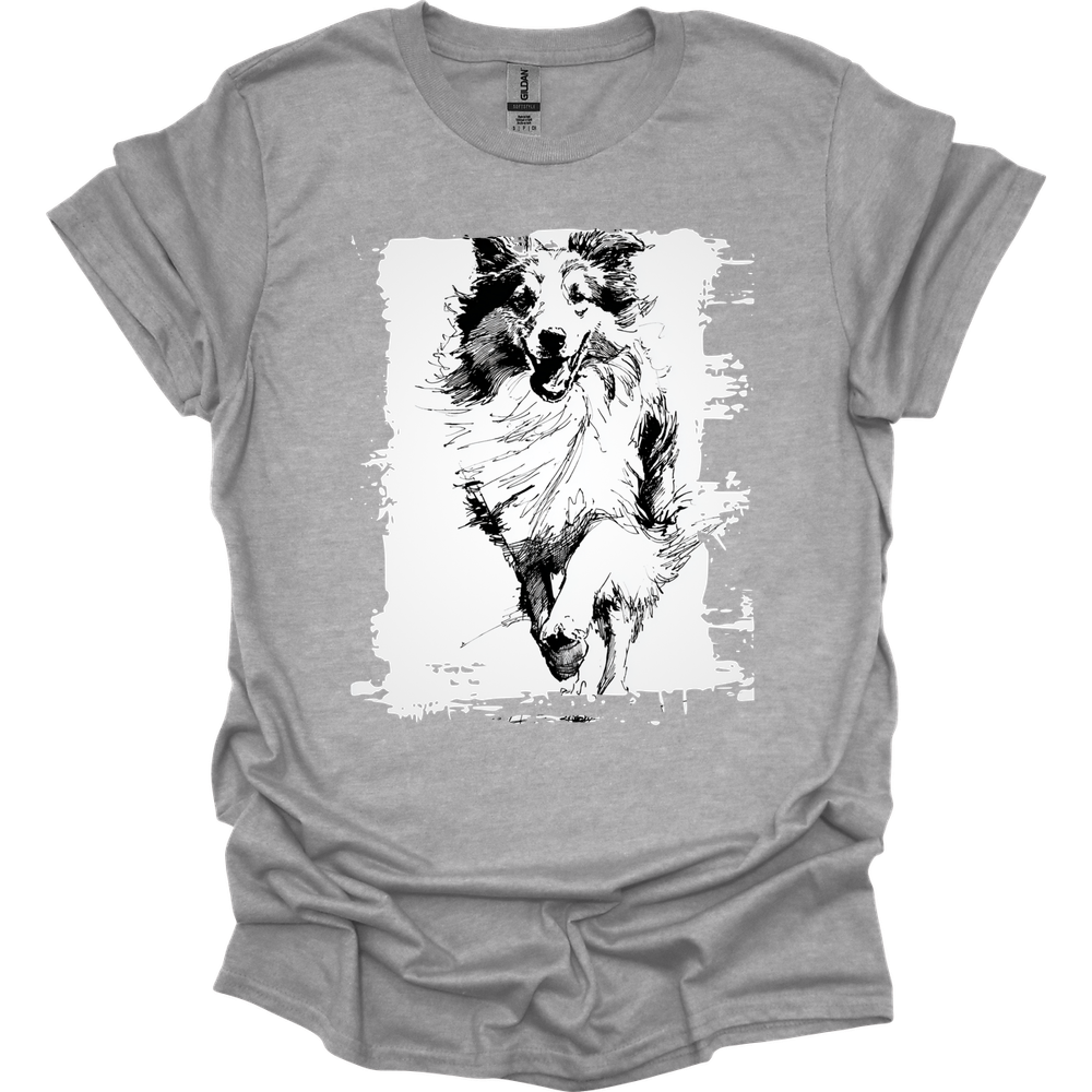 Shetland Sheepdog - Running Dog T-Shirt - Sport Grey