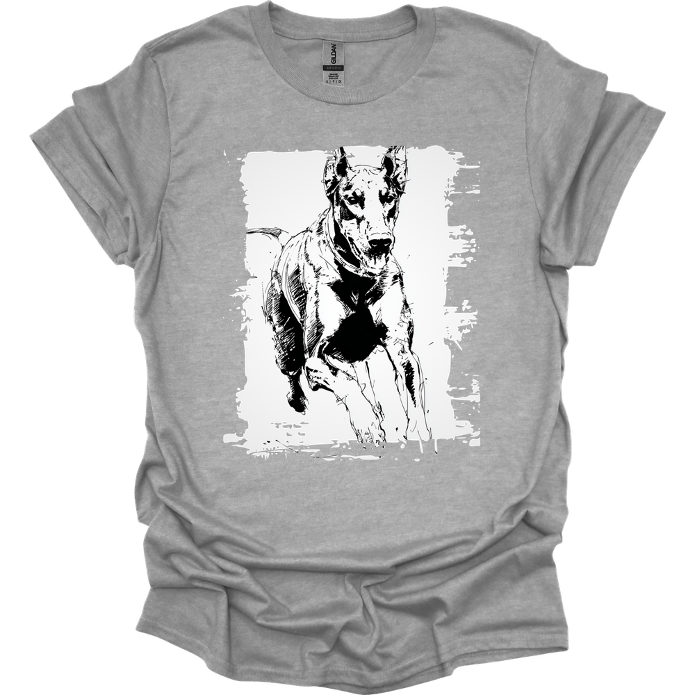 Doberman - Running Dog T-Shirt - Sport Grey