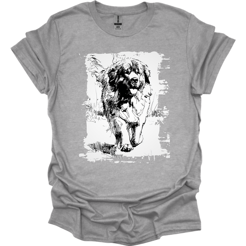 Newfoundland - Running Dog T-Shirt - Sport Grey