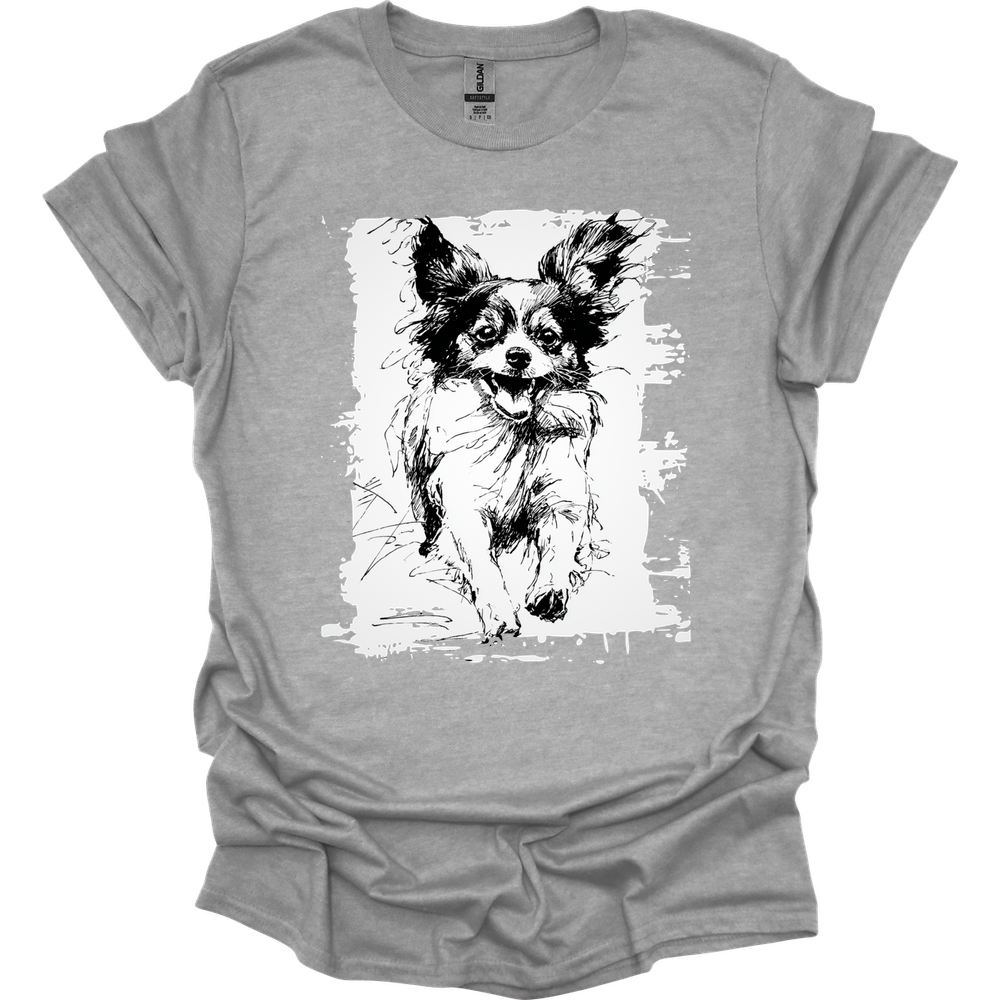 Papillon - Running Dog T-Shirt - Sport Grey