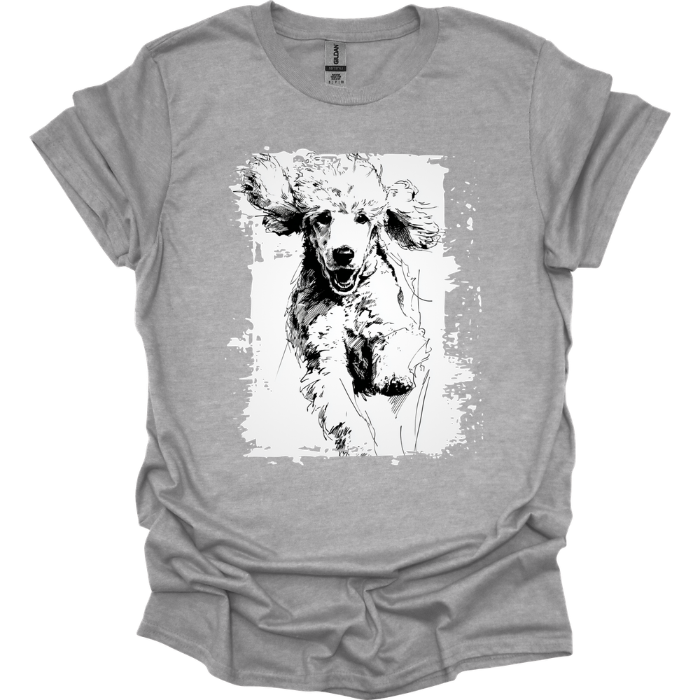 Poodle - Running Dog T-Shirt - Sport Grey