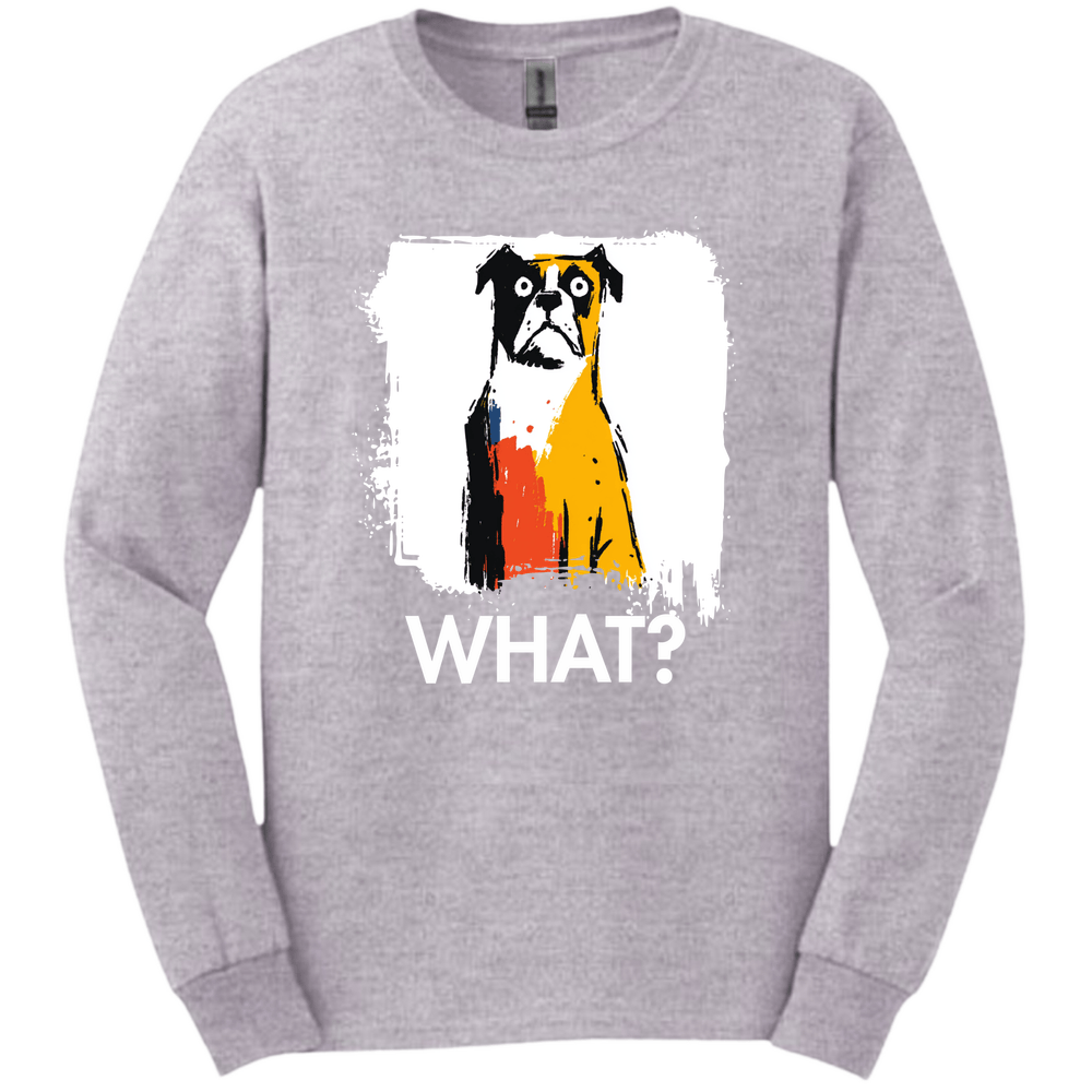 Boxer - What Dog Long Sleeve Tee - Sport Grey