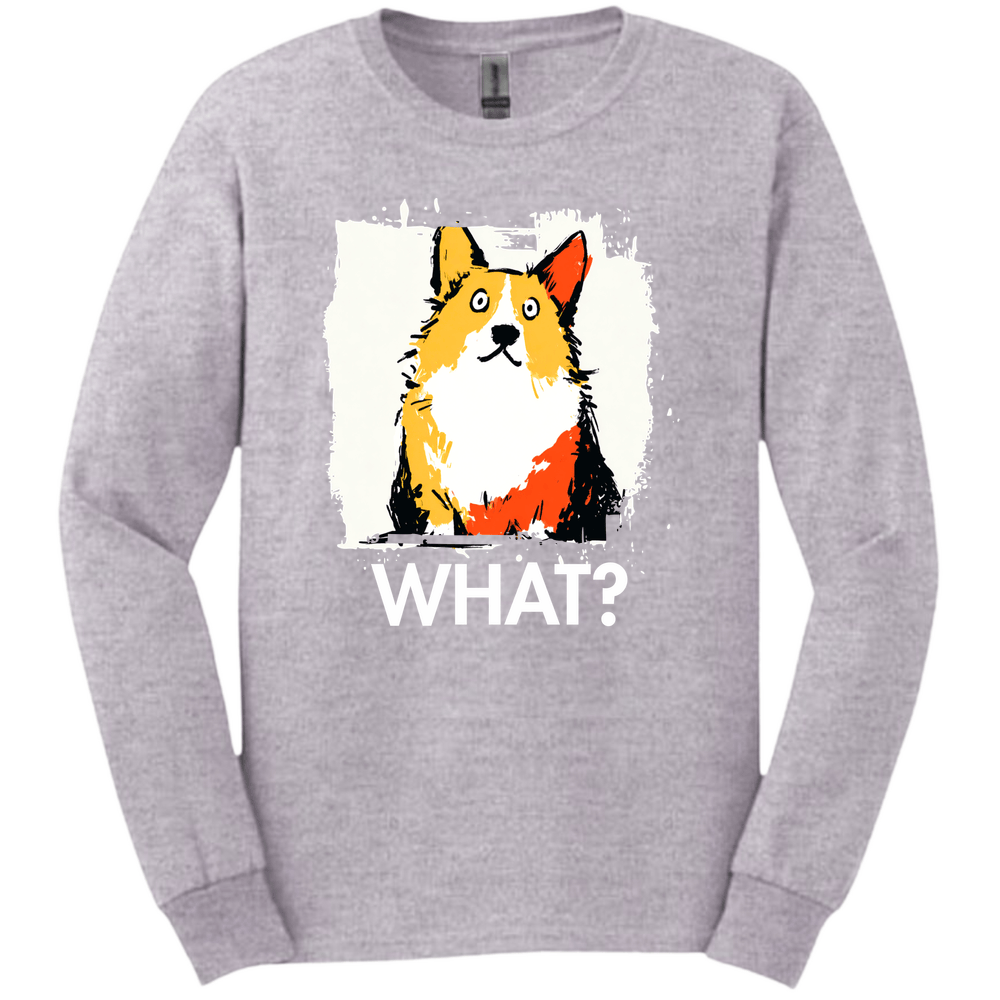 Corgi - What Dog Long Sleeve Tee - Sport Grey