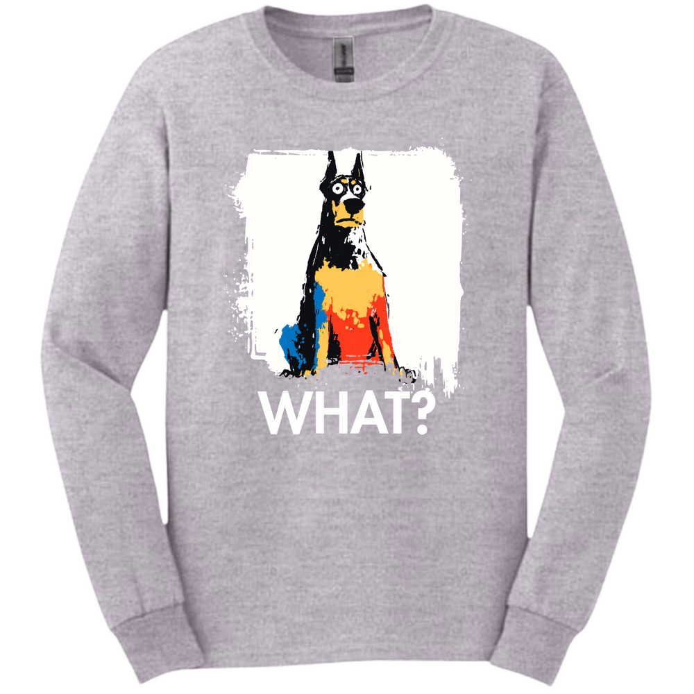 Doberman - What Dog Long Sleeve Tee - Sport Grey