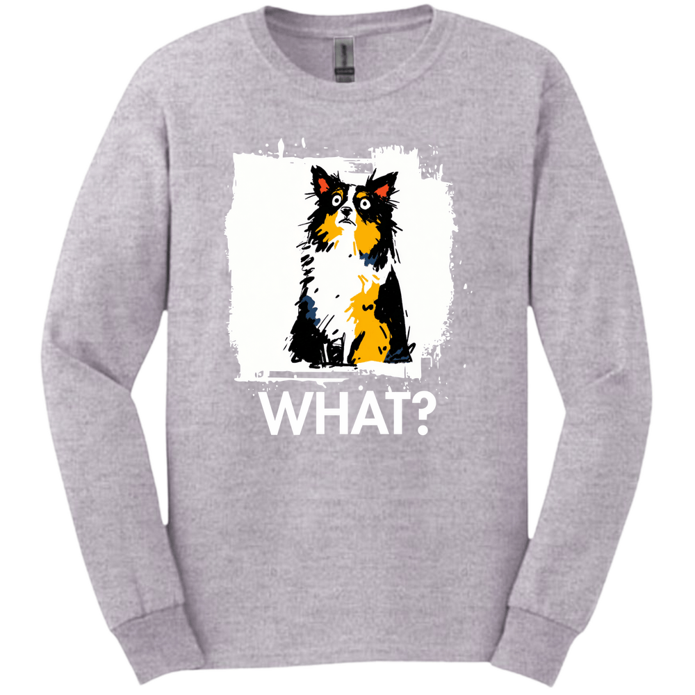 Papillon - What Dog Long Sleeve Tee - Sport Grey
