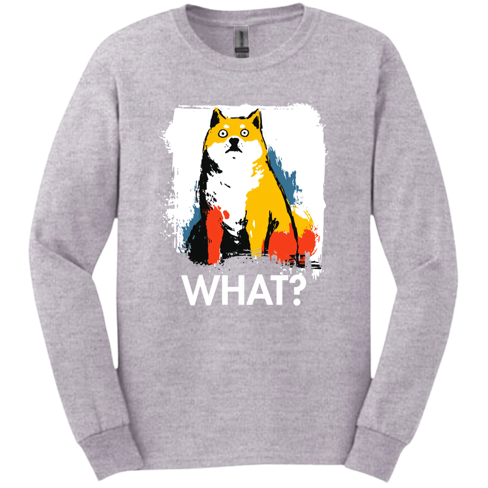 Shiba Inu - What Dog Long Sleeve Tee - Sport Grey