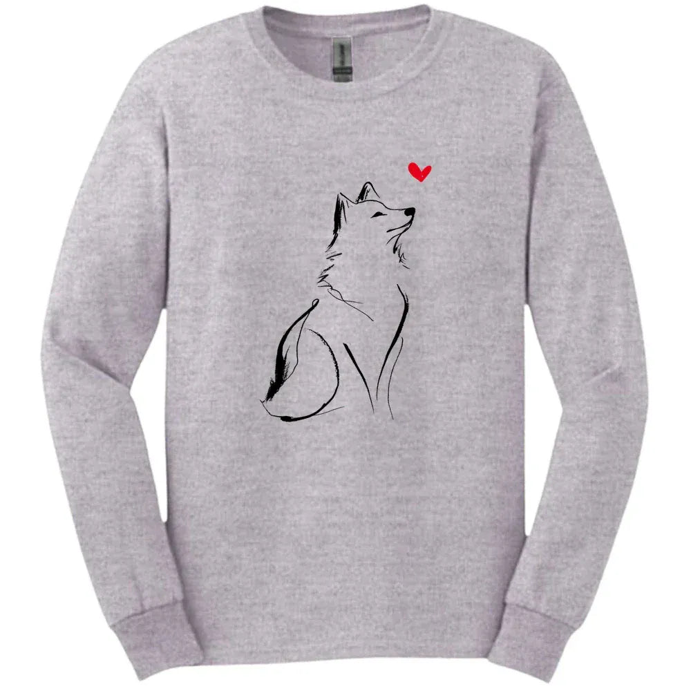 Shiba Inu - Sketch Dog Long Sleeve Tee - Sport Grey