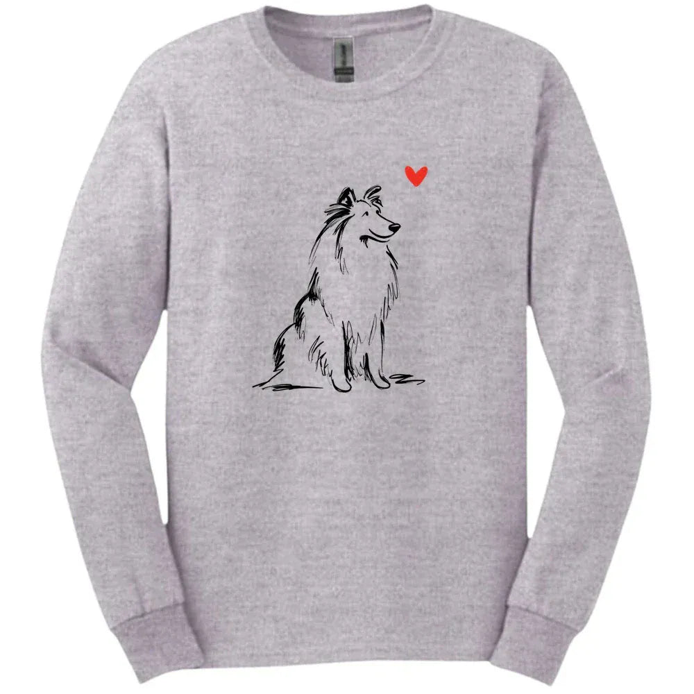 Shetland Sheepdog - Sketch Dog Long Sleeve Tee - Sport Grey